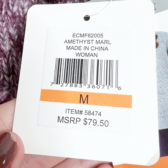 NWT Ellen Tracy Womens Marled Knit Sweater Long Sleeve Casual Pullover Purple M - Picture 13 of 16